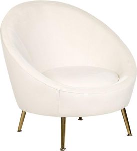 BELIANI Krzesło białe welur aksamit fotel koktajlowy okrągłe oparcie na złotych nogach retro glamour salon