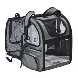 Fudajo Ausziehbarer Haustier Rucksack bis 6kg Hunderucksack mit Netz und Fenstern Katzenrucksack