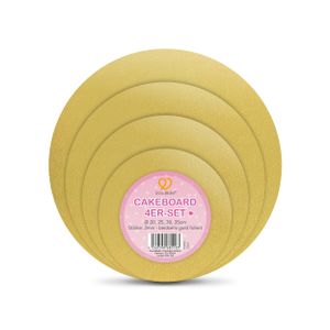 GoodBake Cakeboard gold (4er-Set), 2-fachfoliert, sehr stabil, 20/25/30/35cm