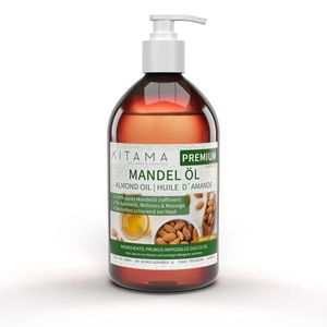 Kitama Mandelöl 100% rein 500ml 0,5L | Naturkosmetik - sanftes Baby-Öl Massage-Öl als natürliches Pflege-Öl für Haut & Haar