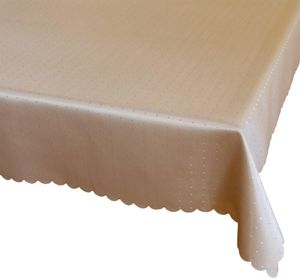 Tischdecke STELLA Wellenrand einfarbig Polyester braun 130 x 170 cm