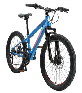 BIKESTAR Kinder Jugend Mountainbike 24 Zoll ab 8 Jahre, 21 Gang Hardtail MTB Scheibenbremse Federgabel, Blau