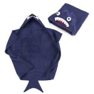 Kapuzenhandtuch - Hai Baby Handtuch mit Kapuze - Badeponcho Kinder Poncho aus Frottee