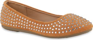 VAN HILL Damen Klassische Ballerinas Slippers Schuhe 840122, Farbe: Hellbraun, Größe: 36