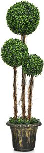 COSTWAY sztuczna roślina 115cm, sztuczne drzewko z doniczką i 3 kulkami, sztuczna roślina dekoracyjna, zielone rośliny, drzewko topiary, roślina doniczkowa, do domu biura, zielona