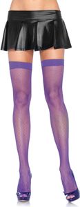 Nylon Fishnet Thigh Highs, Größen:O/S, Farbe:NEON PURPLE