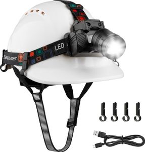 Mustbau GM16-HL Schutzhelm mit LED, Bauhelm für Erwachsene, mit Gestensensor-LED-Licht, Lange Batterielebensdauer Geeignet für Baustellen, Nachtarbeit, Angeln, ABS-Material für Männer und Frauen