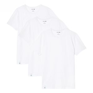 Lacoste Herren Essentials Lounge 3er Pack Slim Crew T-Shirts, Weiß L