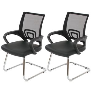 2x konferenční židle Ancona, židle pro návštěvníky, imitace kůže  černá