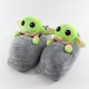 Herren Damen Star Wars Master Yoda Plüsch Hausschuhe Indoor Baumwoll Hausschuhe Paare All-Inclusive Warm Slippers Grau Gr.35-42