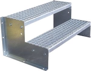2 Stufen Standtreppe Modell 2 Treppe Stahltreppe freistehend Stufenhöhe 18cm Breite 80cm Höhe 36cm verzinkt