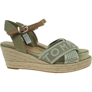 TOMMY HILFIGER WEBBING LOW WEDGE Grün