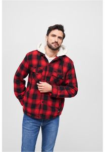 Brandit Lumber Check Shirt hooded mit Teddyfutter & Kapuze, Größe:S, Farbe:Rot-Schwarz