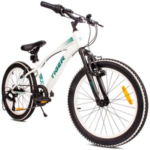 Dětské horské kolo pro chlapce 20 palcové kolo od 6 let s 6 rychlostními převody Shimano RevoShift Tiger Bike bílé