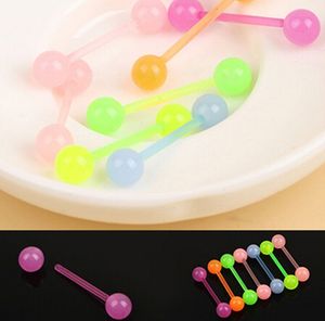 7 Stück Körper-Piercing-Schmuck, leuchtend leuchtende Acryl-Zungenringe, Nasen- und Hantelstangen