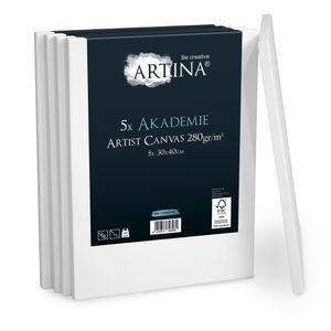 5er Set Artina Akademie Keilrahmen Leinwand, Größe:40x30x9.0 cm