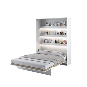 MEBLINI Schrankbett Bed Concept - Wandbett mit Lattenrost - Klappbett mit Schrank - Wandklappbett - Murphy Bed - Bettschrank - BC-12 - 160x200cm Vertikal - Weiß Hochglanz/Weiß