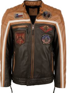 Top Gun Lederjacke TGJ1005 Herren dark brown/cognac L