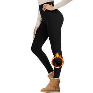 Thermo Leggings Frauen im Winter Hohe Taille Warme Thermo Hosen Leggins Winter Strumpfhose Warm Lange Yoga Hosen, schwarz, 4XL