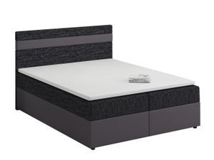 MOB, Manželská postel Boxspring 180x200 cm - Mimosa (černá + tmavě šedá) (s matrací a roštem)