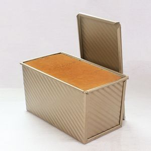 Brotbackform Rechteckige Toastbox Brotform antihaftbeschichtet gold 450g geriffelte Toastbox mit Deckel Backwerkzeug
