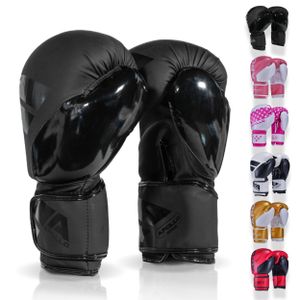 Apollo Boxhandschuhe Männer aus PU Leder | Thai Boxhandschuhe Damen und Herren | für Boxsack, Training, Sparring, Fitness, MMA Handschuhe | Kickbox Handschuhe | boxing gloves 12/14/16oz. - Champion Punch -  UV Schwarz 12oz