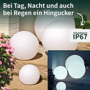 LED Gartenleuchte - Kugelleuchte Innen & Außen - Leuchtkugel mit Akku, Größe LED Leuchte:Ø 40 cm