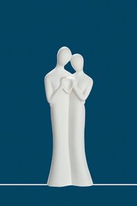 GILDE Francis, figúrka, pár, "Liebesgrüße", motív srdca, keramika, krémová, , d. 6 cm, š. 9 cm, v. 27 cm 30333
