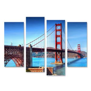 Bild auf Leinwand Golden Gate Brücke San Francisco Stadt Kalifornien Wandbild Poster Kunstdruck Bilder 130x80cm 4-teilig