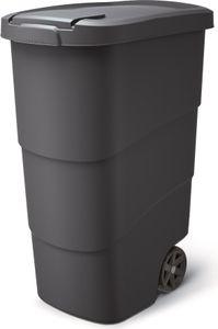 Wheeler Müllbehälter mit Rädern und Deckel Mülltonne Müllgroßbehälter Großmülltonne Universaltonne Kunststoff Anthrazit 90L