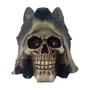 Gothic Totenkopf mit Wolfskopf - Fantasy Halloween
