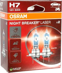 Laserové žárovky OSRAM H7 12V 55W PX26d Night Breaker, nová generace +150%, 2 ks.