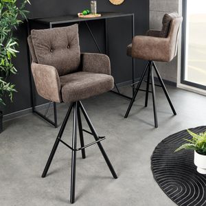 riess-ambiente Drehbarer Design Barhocker BIG GEORGE taupe Samt Federkern mit Armlehnen Metall  Barstuhl Tresenhocker Tresenstuhl Hocker