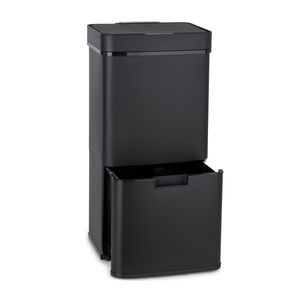 Klarstein Royal Trash Sensor-Mülleimer, 72 L Volumen in 4 Behältern, Restmüll & Recycling-Abfälle: 43 & 2 x 12,5 L,Eimer mit Deckel: 4 L, automatisches Öffnen und Schließen, schwarz
