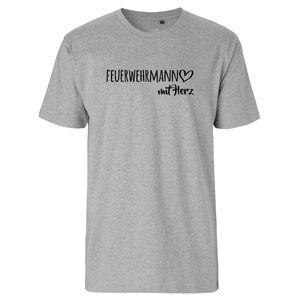 Huuraa Herren T-Shirt Feuerwehrmann mit Herz Bio Baumwolle Fairtrade Oberteil Größe XL Sport Grey mit Motiv für die tollsten Menschen