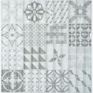 Handmuster Retro Vintage Mosaikfliese Transluzent grau Glasmosaik Crystal Design grau MOS88-Retro-35_m