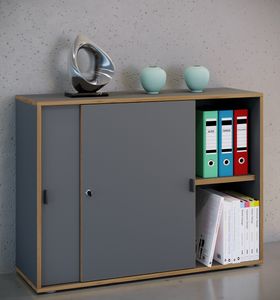 VCM Büroschrank mit 2 Fächern | moderner Aktenschrank mit Schiebetüren | Maße ca. H. 74 x B. 100 x T. 37 cm– Salia 2-Fach