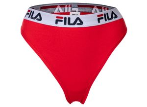 FILA Damen String - Regular Waist, breiter Logo-Bund, Baumwolle, einfarbig Rot XL (X-Large)