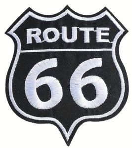 GKA 02 Route 66 USA Aufnäher aufbügeln Stickerei Bügelbild Patch Aufbügler Applikation Bügelflicken 9 x 7,5 cm gestickt