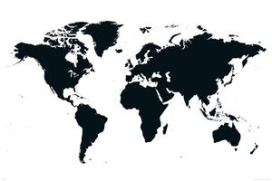 Landkarten - Weltkarte - schwarz - Lernposter 91,5x61 cm