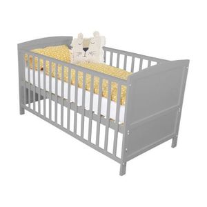 Puckdaddy Babybett Mika 140x70cm Grau höhenverstellbar mit herausnehmbaren Sproßen