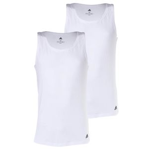 adidas Herren Tank Top, 2er Pack - Active Flex Cotton, Unterhemd, ärmellos, uni Weiß L