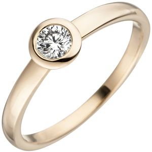 JOBO Damen Ring 56mm 585 Gold Gelbgold 1 Diamant Brillant Goldring Diamantring