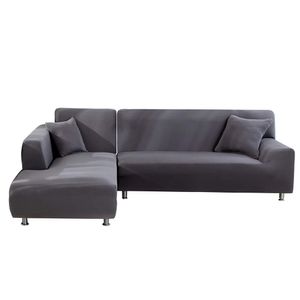 2pcs 3+4 Sitzer Sofabezug stretch elastische Sofahusse Abdeckung Für L Form Schnittsofa, Grau