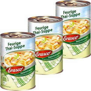 Erasco Feurige Thai Suppe mit Bambussprossen und Gemüse 390ml 3er Pack