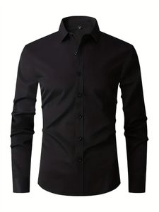 Herren-Hemd - Stretch Herren-Hemden - Langarm-Hemd Männer, Anti-Knitter - BRILLSHIRT Schwarz S/M