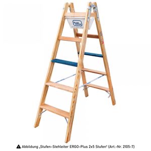 ILLER-LEITER Holz Stufen Stehleiter Plus 2x8 Stufen ERGO