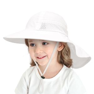 Mädchen Sonnenhut Verstellbarer Hut mit breiter Krempe Sonnenschutz UPF 50 für Baby Mädchen Jungen Säugling (1 Weiß)