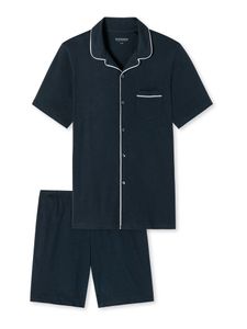 Schiesser schlafanzug pyjama schlafmode bequem Fine Interlock dunkelblau 60