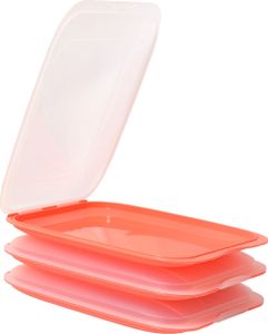 3x stapelbare Frischhaltedose Aufschnittbox Wurst Behälter Aufschnittdose Lachs
